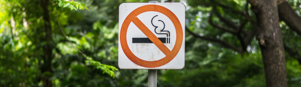 panneau-interdiction-de-fumer-dans-les-parcs-et-lieu-public Panneau interdit de fumer installé en zone urbaine