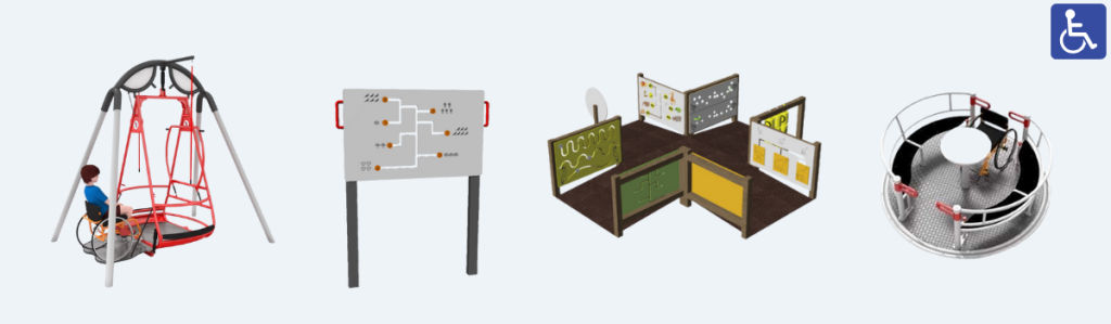 Équipements pour rendre une aire de jeux inclusive et accessible aux enfants PMR