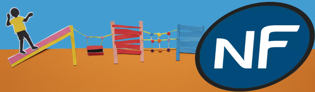 Équipements sécurisés d’une aire de jeux conforme aux normes NF EN 1176 et NF EN 1177